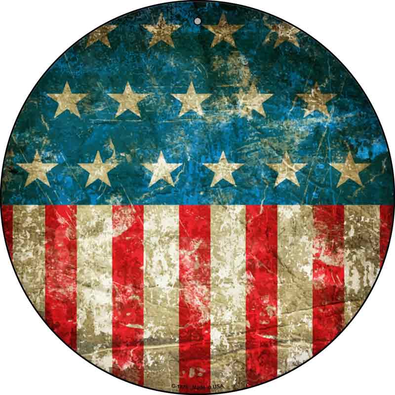 American FLAG Distressed Wholesale Novelty Metal Circle Sign C-1870
