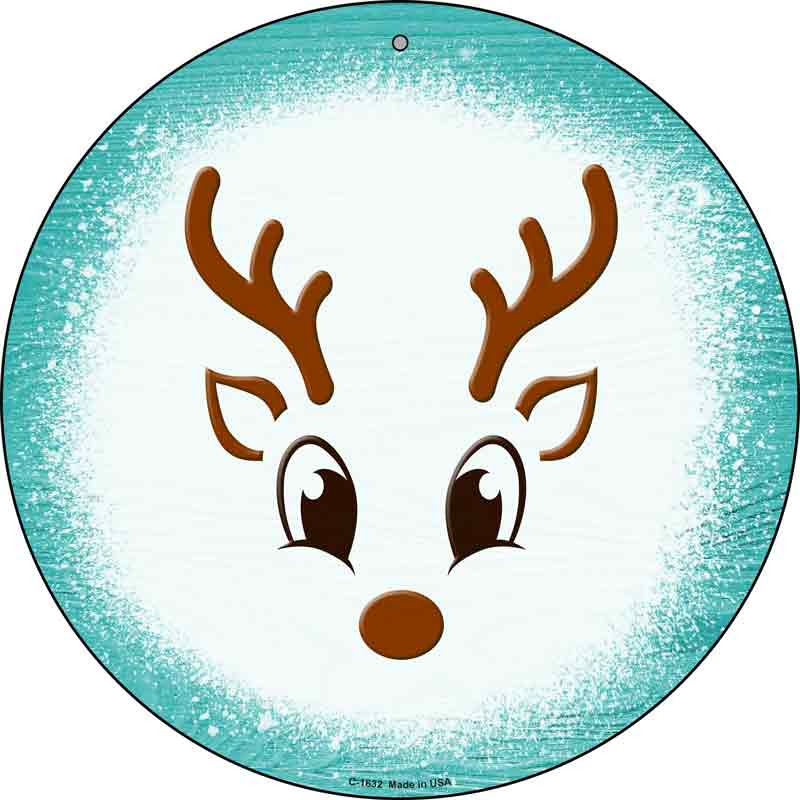 Aqua Reindeer Face Wholesale Novelty Metal Circle SIGN