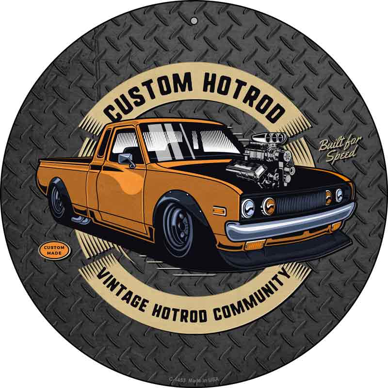 Custom Orange Hotrod Wholesale Novelty Metal Circular SIGN