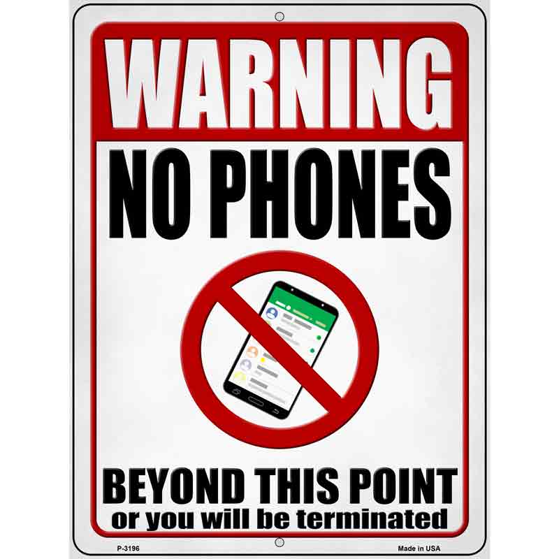 No Phones Beyond This Point Wholesale Novelty Metal Parking SIGN