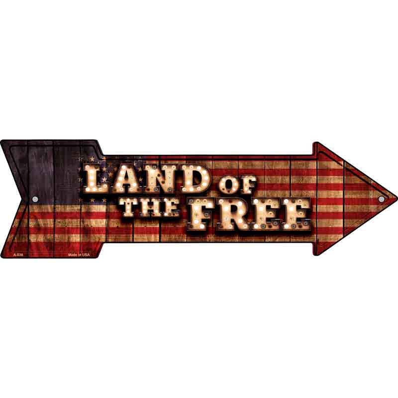Land of the Free Bulb Letters American FLAG Wholesale Novelty Arrow Sign