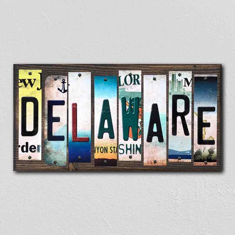 Delaware Wholesale Novelty License Plate Strips Wood Sign