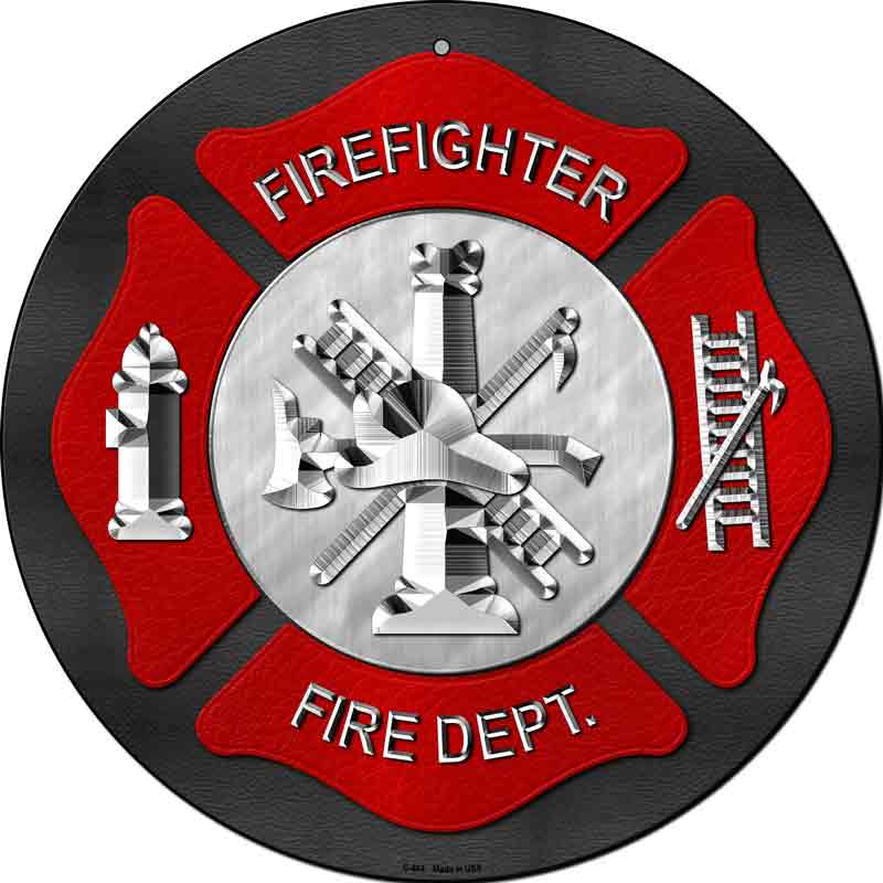 Firefighter Wholesale Novelty Metal Circular SIGN