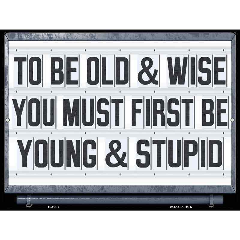 Old  Wise Young  Stupid Wholesale Novelty Metal Parking SIGN