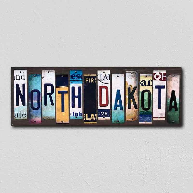 North Dakota Wholesale Novelty LICENSE PLATE Strips Wood Sign