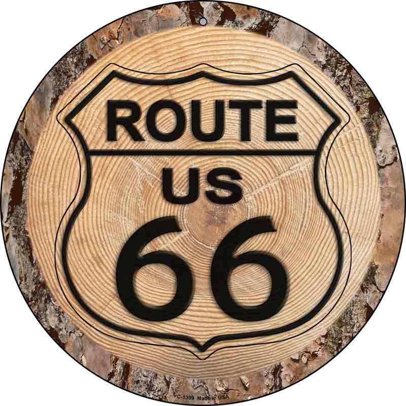 US ROUTE 66 Wood Wholesale Novelty Metal Circular Sign