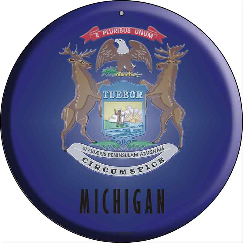 Michigan State FLAG Wholesale Metal Circular Sign