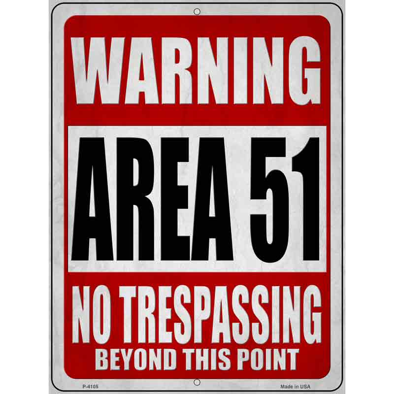 Warning Area 51 Wholesale Novelty Metal Parking SIGN