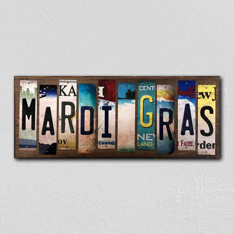 Mardi Gras Wholesale Novelty License Plate Strips Wood SIGN