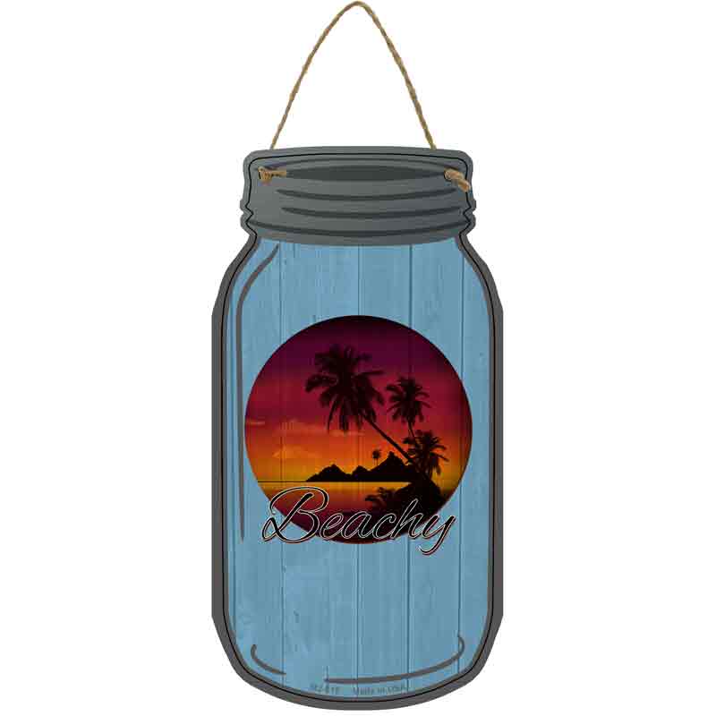 Beachy Sunset Blue Wholesale Novelty Metal Mason Jar SIGN