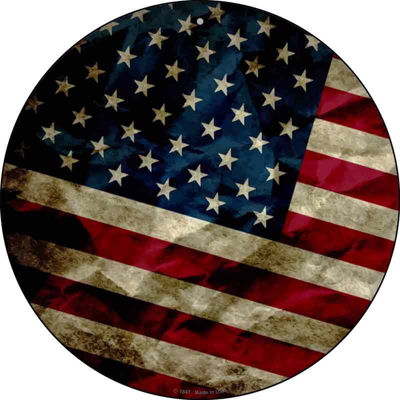 Dark American FLAG Wholesale Novelty Metal Circle Sign C-1847