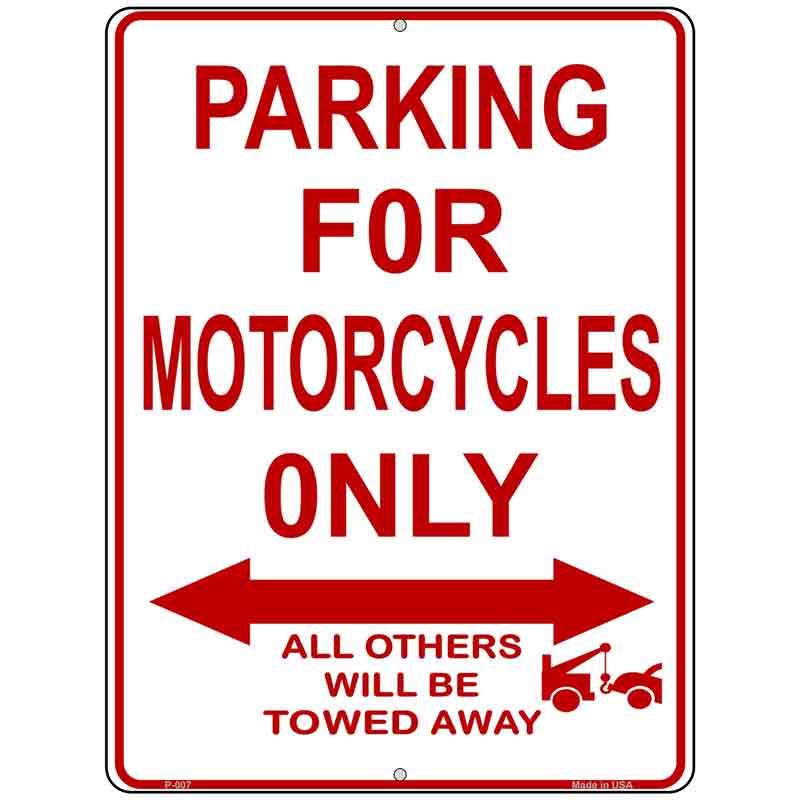 Motorcycle Parking Only Wholesale Metal Novelty Parking Sign