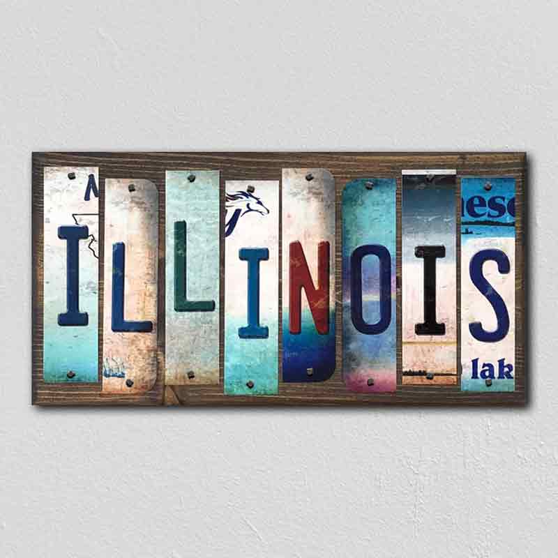 IllINois Wholesale Novelty License Plate Strips Wood Sign
