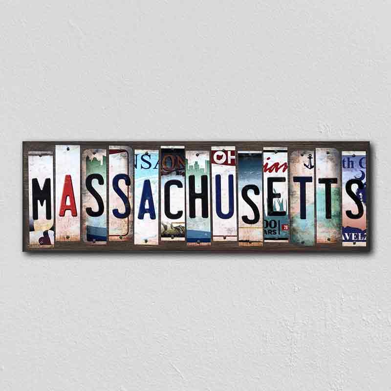Massachusetts Wholesale Novelty License Plate Strips Wood Sign