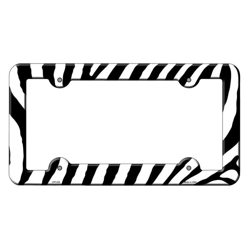 White Black Zebra Wholesale Novelty Metal License Plate FRAME
