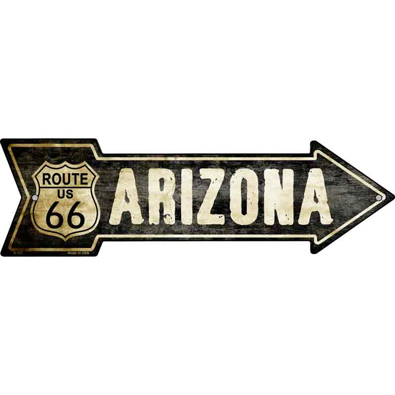 VINTAGE Route 66 Arizona Wholesale Novelty Metal Arrow Sign