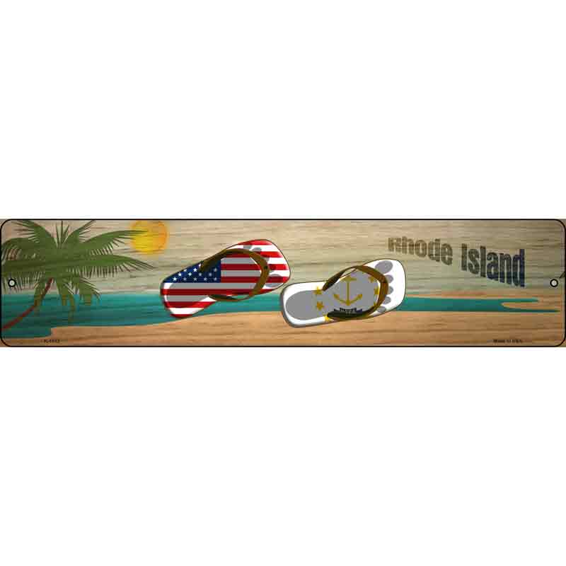 Rhode Island FLAG and US FLAG Wholesale Novelty Small Metal Street Sign