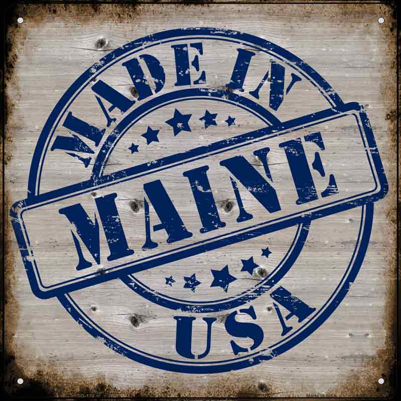 Maine Stamp On Wood Wholesale Novelty Metal Square SIGN