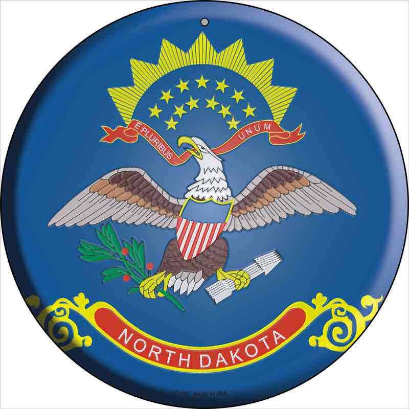 North Dakota State FLAG Wholesale Metal Circular Sign