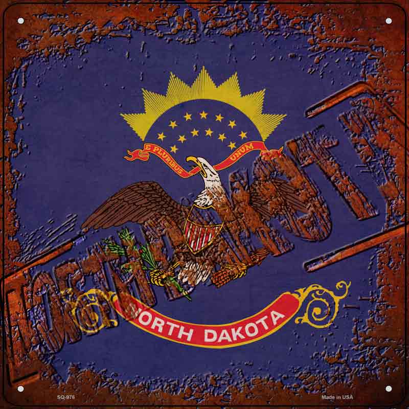 North Dakota Rusty Stamped Wholesale Novelty Metal Square SIGN