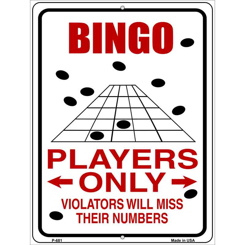 Bingo Players Only Wholesale Metal Novelty Parking SIGN