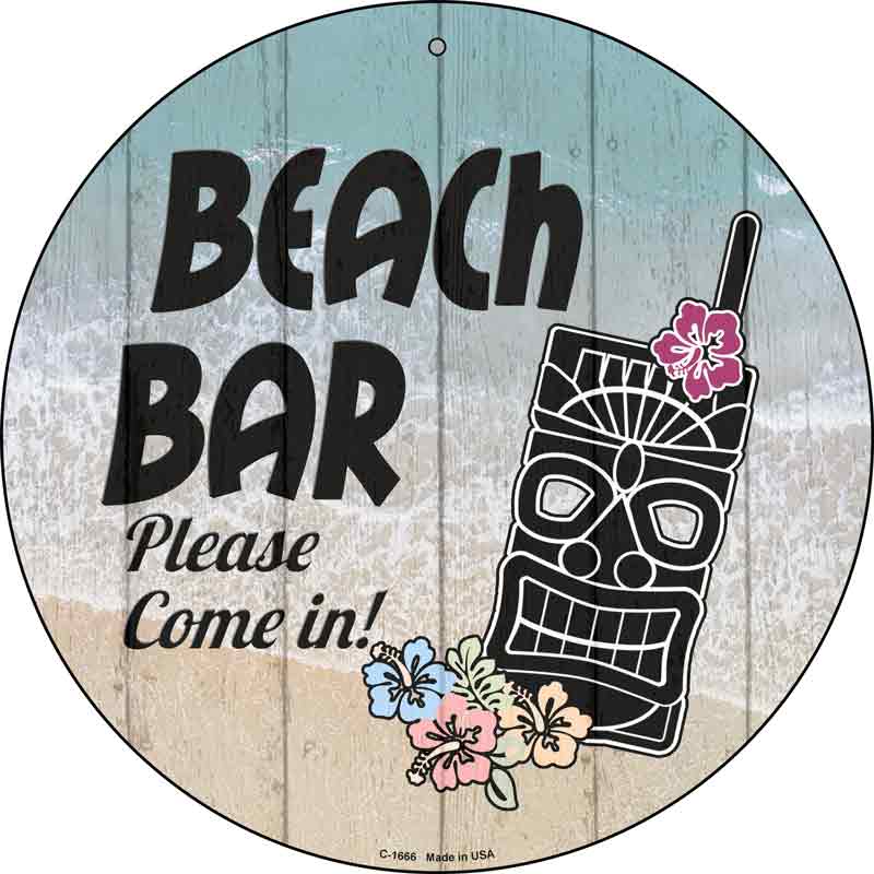 Beach Bar Tiki Wholesale Novelty Metal Circular SIGN