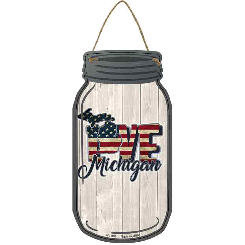 Love Michigan Silhouette Wholesale Novelty Metal Mason Jar SIGN