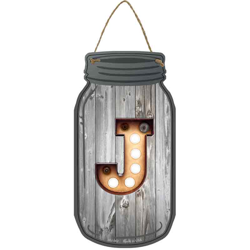 J Bulb Lettering Wholesale Novelty Metal Mason Jar SIGN