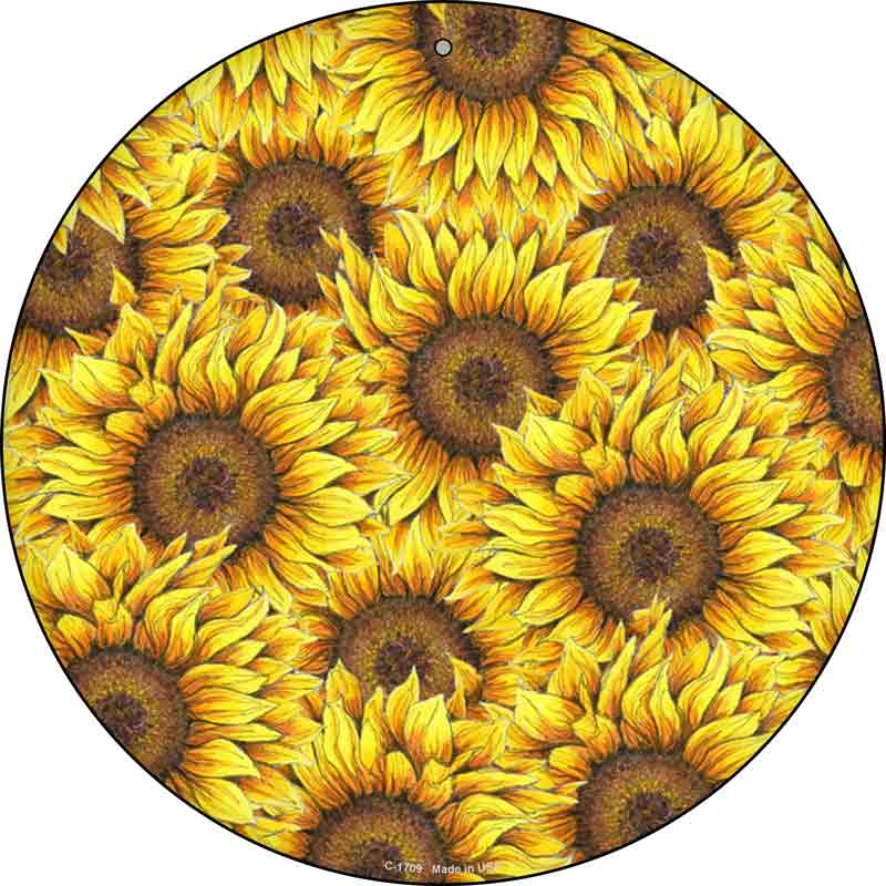 Sunflowers Filled Wholesale Novelty Metal Circle Sign