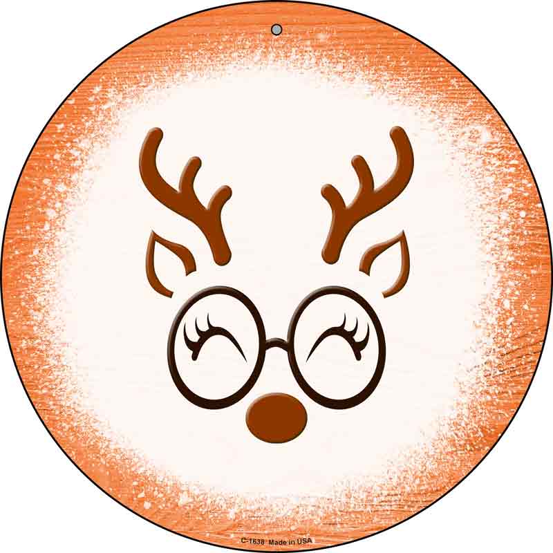 Orange Reindeer Face Wholesale Novelty Metal Circle Sign