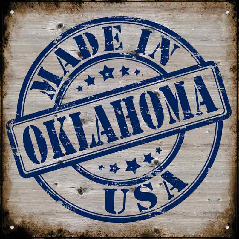 Oklahoma Stamp On Wood Wholesale Novelty Metal Square SIGN