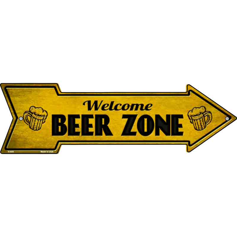 Welcome Beer Zone Wholesale Novelty Metal Arrow SIGN