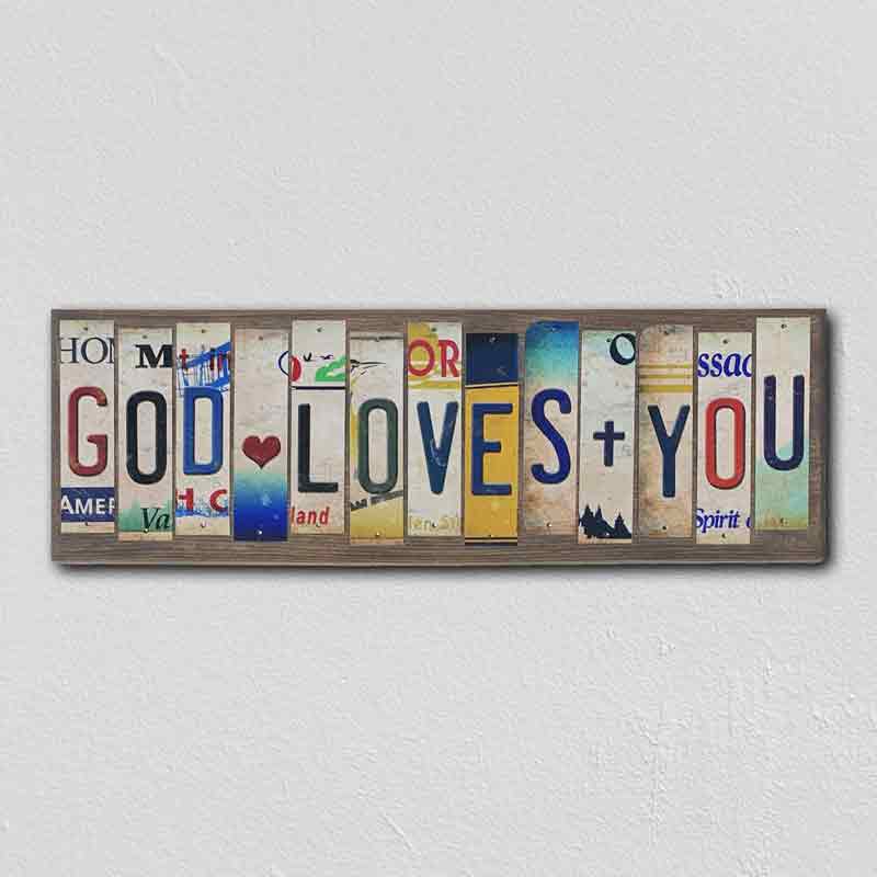 God Loves You Wholesale Novelty License Plate Strips Wood Sign