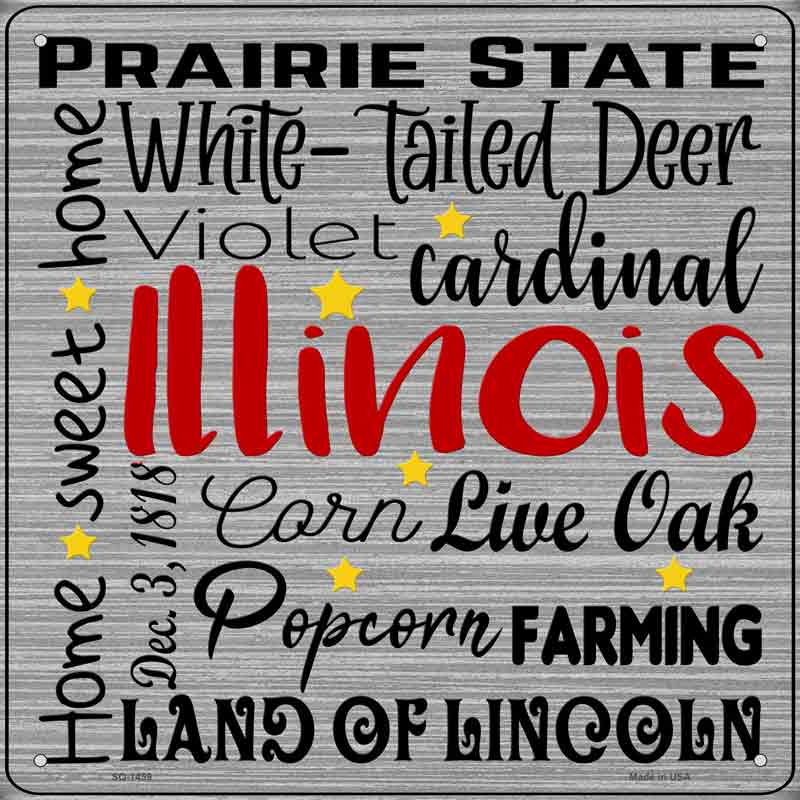 Illinois Motto Wholesale Novelty Metal Square SIGN