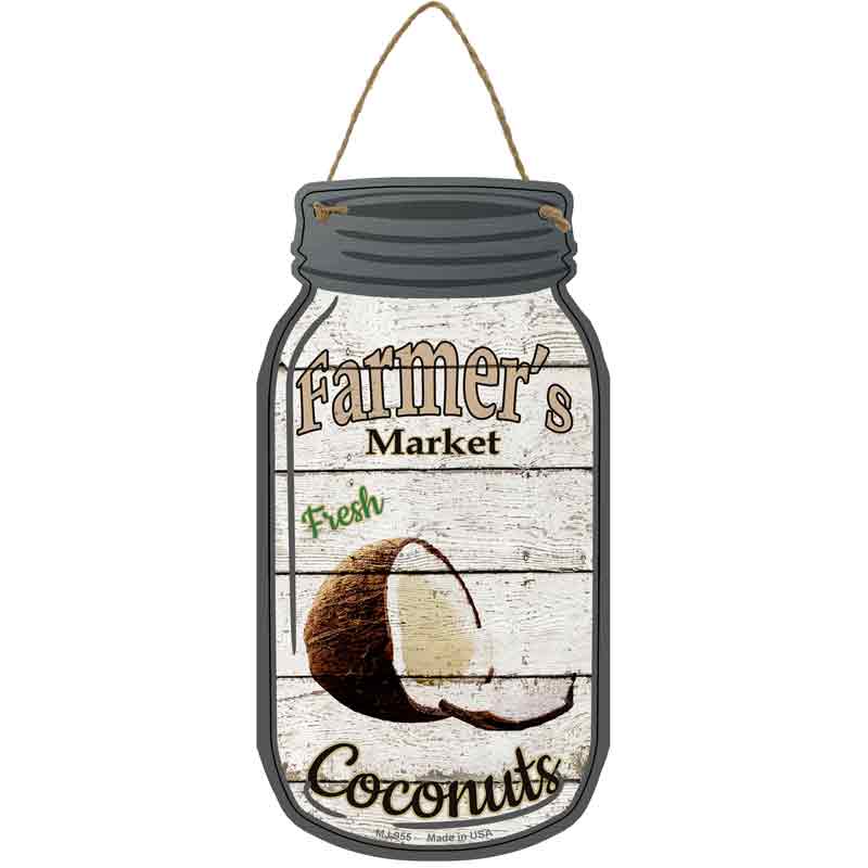 Coconuts Farmers Market Wholesale Novelty Metal Mason Jar SIGN