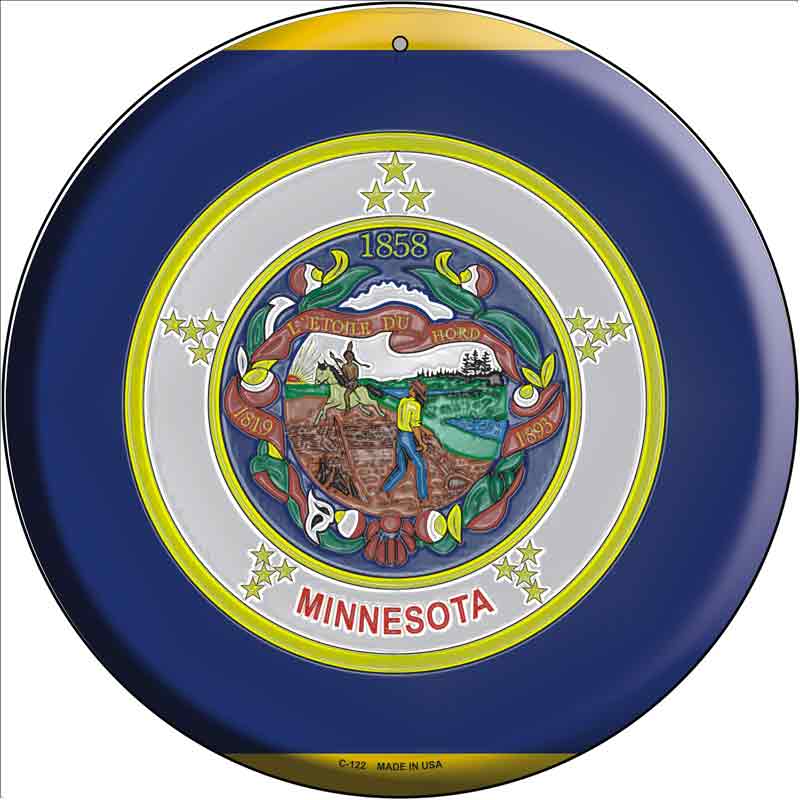 Minnesota State FLAG Wholesale Metal Circular Sign
