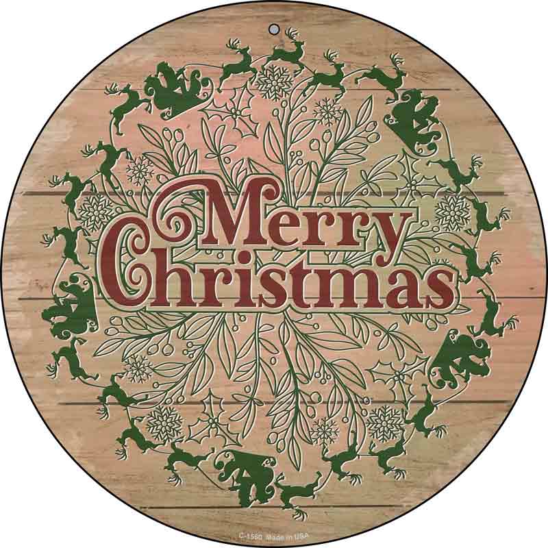Merry CHRISTMAS with Santa Wholesale Novelty Metal Circle Sign