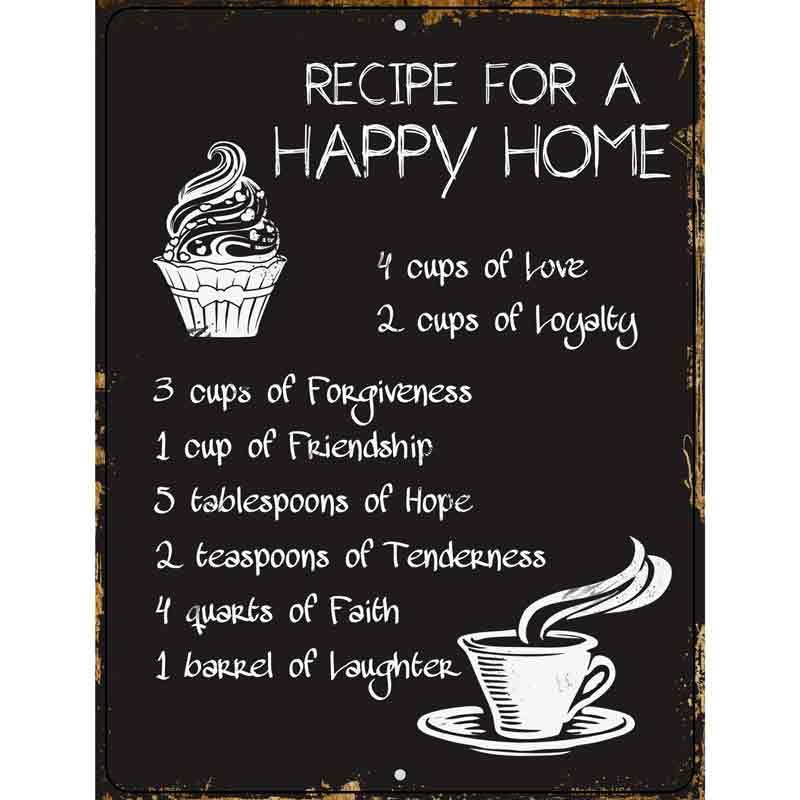 Recipe For Happy Home Wholesale Metal Novelty Parking SIGN