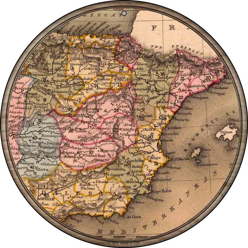 Spain Map Wholesale Novelty Metal Circle SIGN