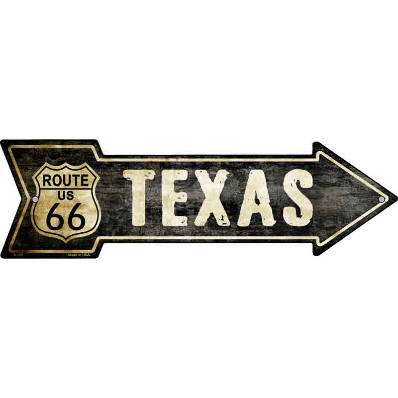 VINTAGE Route 66 Texas Wholesale Novelty Metal Arrow Sign