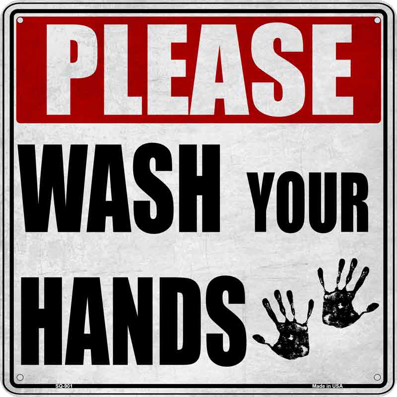 Please Wash Your Hands Wholesale Novelty Metal Square SIGN