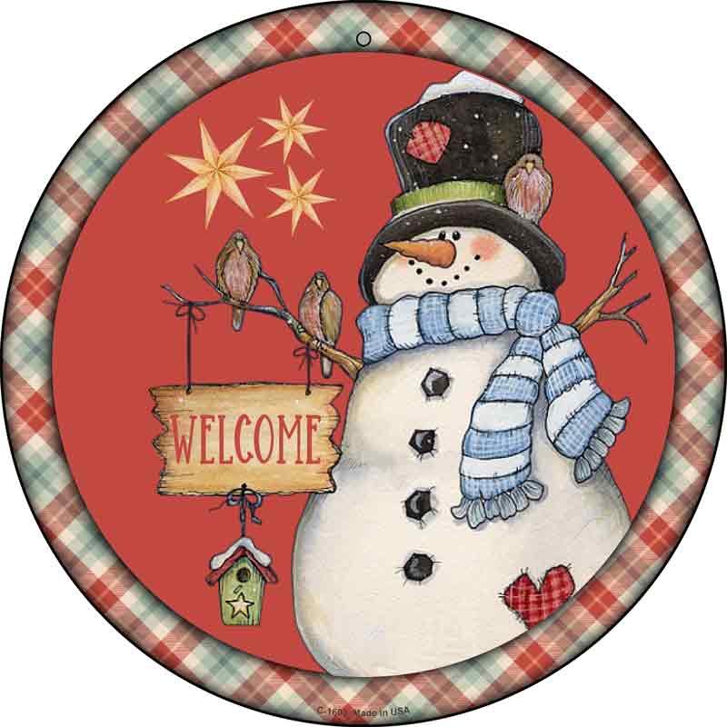 Welcome Snowman Wholesale Novelty Metal Circle Sign