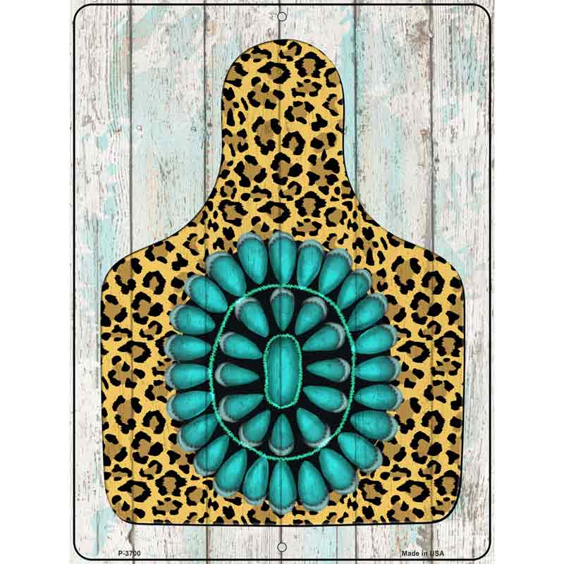 Cheetah Turquoise Ear Tag Wholesale Novelty Metal Parking SIGN