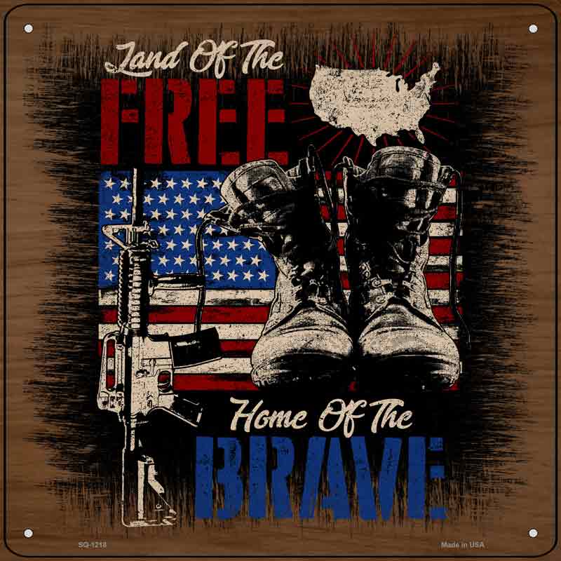 Patriotic Land Of Free Wholesale Novelty Metal Square SIGN