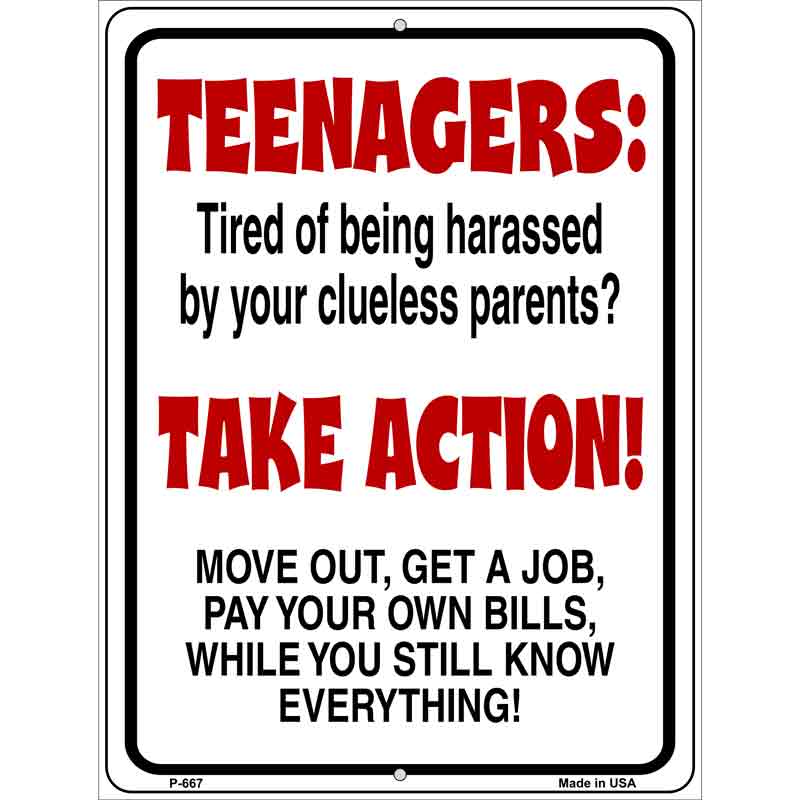 Teenagers Take Action Wholesale Metal Novelty Parking SIGN