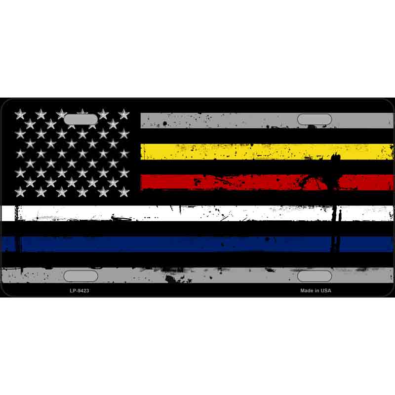 American FLAG Police / Fire / EMS Novelty Wholesale Metal License Plate