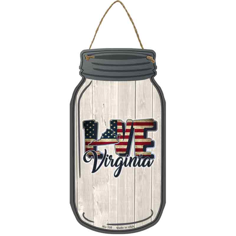 Love Virginia Silhouette Wholesale Novelty Metal Mason Jar SIGN