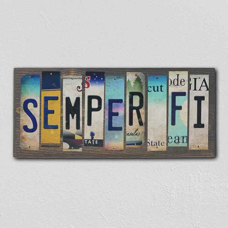 Semper Fi Wholesale Novelty License Plate Strips Wood Sign