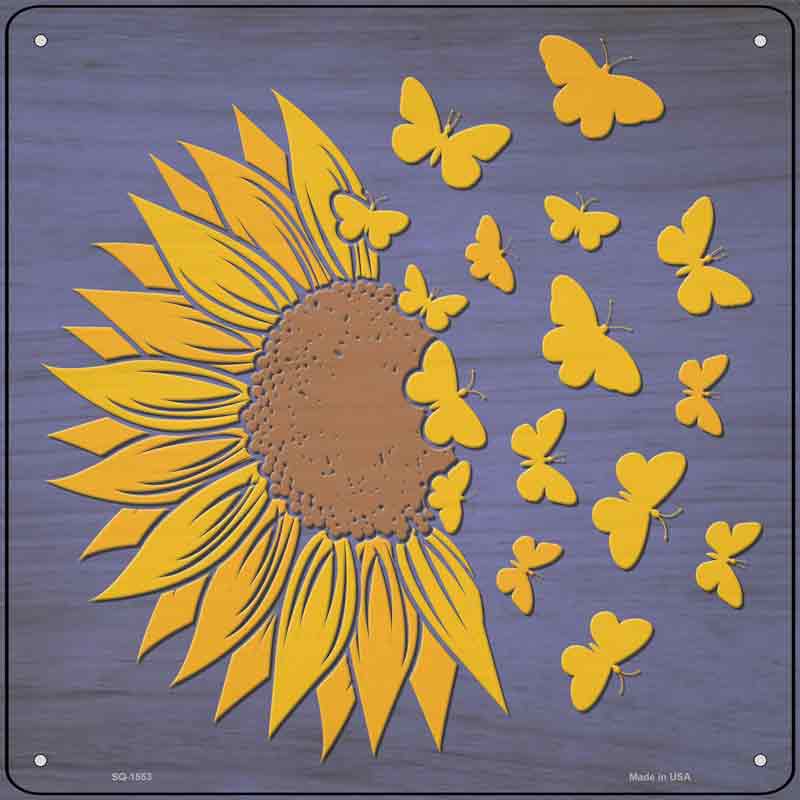 Sunflower Petals Turn To Butterflys Wholesale Novelty Metal Square SIGN