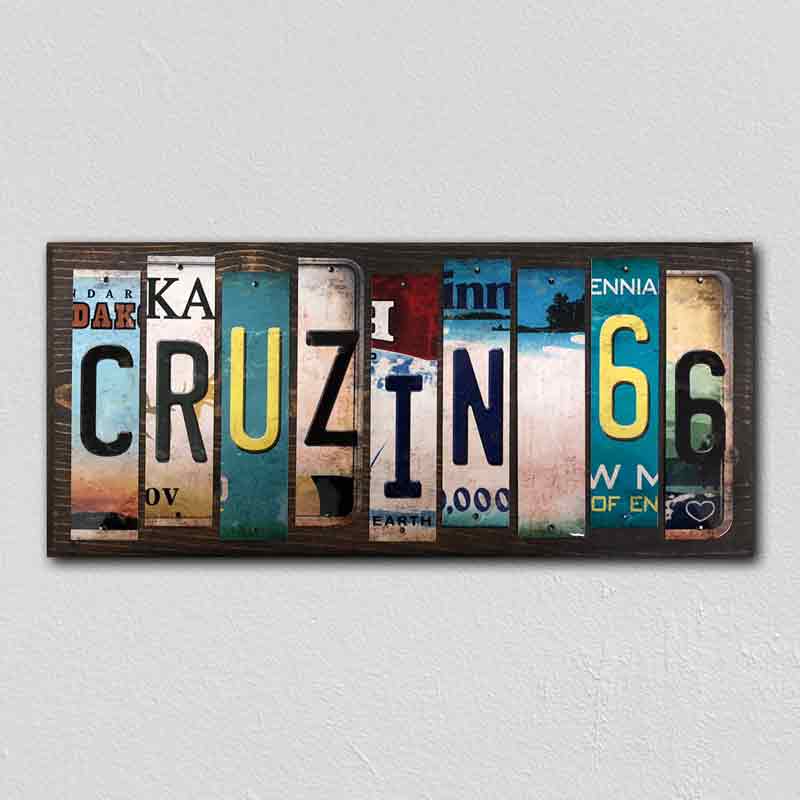Cruzin 66 Wholesale Novelty License Plate Strips Wood SIGN